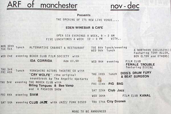 3 December 1981 - Biting Tongues / Bee Vamp, ARF of Manchester, The Mooch Club, Manchester